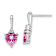 Rhodium Over 14K White Gold Lab Created Pink Sapphire and Diamond Heart Earrings