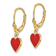 14K Yellow Gold Polished Enameled Heart Dangle Earrings