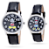 Disney Mickey and Minnie His and Hers Black Vegan Leather Band Watch Set
of 2