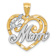 14K Two-tone Gold  Textured #1 MOM Heart Pendant