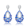 Sapphire Color CZ Pear Shape Drop Earrings In Sterling Silver