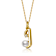 Initial J Pear Shape CZ And Pearl Pendant Necklace In 14K Gold Over Brass