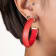 14K Yellow Gold Over Sterling Silver Medium Illusion Acrylic Hoops in Watermelon