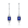 Sapphire Color CZ Square Drop Earrings In Sterling Silver