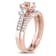 Morganite, Created White Sapphire and Diamond 10K Rose Gold Ring 1.27ctw