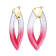 14K Yellow Gold Over Sterling Silver Painted Marquise Hoops in Red