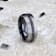 AVIATOR Domed Brushed Titanium Men's Wedding Band with Black Sapphire
Stones Inlay 8mm