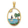 14k Yellow Gold Multi-color Enamel Dolphin Jumping In Beach Scene Charm