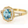 Blue Zircon And White Zircon Oval Ring In 18K Gold Over Sterling Silver 2.23ctw