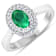 0.86ctw Green Emerald and Diamond 14K White Gold Halo Ring