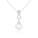 White Cultured Freshwater Pearl and Diamond 14K White Gold Pendant 8-8.5mm