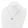 Rhodium Over Sterling Silver Lab Created Opal and Pink Crystal Flower Necklace