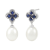 Oval White Freshwater Pearl with Blue Sapphire and Diamond accents 10K
White Gold Dangle Earrings
