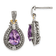Sterling Silver Antiqued with 14K Accent Diamond and Amethyst Earrings