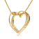 White Cubic Zirconia 14k Yellow Gold Heart Pendant With Chain 0.35ctw