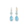 14K Yellow Gold Blue and White Topaz Leverback Dangle Earrings