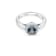 6mm Round Aqumarine and White CZ Rhodium Over Sterling Silver Ring , 0.73ctw