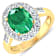 2.63ctw Green Emerald and Diamond 14K Yellow Gold Halo Ring