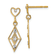 14K Two-tone Gold Diamond-Cut Diamond Shape Heart Dangle Earrings
