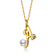 Initial A Pear Shape CZ And Pearl Simulant Pendant Necklace In 14K Gold
Over Brass