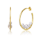 Freshwater Pearl Cluster C-Hoop Earrings In 14K Gold Over Sterling Silver