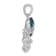 Rhodium Over Sterling Silver Polished Blue Crystal Octopus Pendant