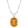10x8mm Oval Citrine Rhodium Over Sterling Silver Pendant With Chain