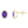 7x5mm Oval Amethyst And Created White Sapphire 10k Yellow Gold Halo Stud Earrings