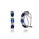Sapphire Color CZ Half Hoop Earrings In Sterling Silver