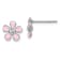 Rhodium Over Sterling Silver Pink Enamel/Crystal Flower Post Earrings