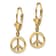 14k Yellow Gold Textured Peace Symbol Earrings