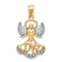 14k Two-tone Gold Textured Love Angel Pendant