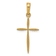 14k Yellow Gold Polished and Textured Cross with Tapered Ends Pendant