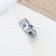 HONOLULU Mother of Pearl Inlay Tungsten Carbide Ring with Beveled Edges
and White Diamond 8mm
