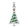 Rhodium Over 14k White Gold Green Enamel Christmas Tree with Red Star Charm