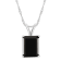 10x8mm Emerald Cut Black Onyx Rhodium Over Sterling Silver Pendant With Chain