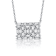 Baguette CZ Rectangular Cluster Pendant Necklace In Sterling Silver