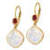 14K Yellow Gold Garnet and Moonstone Leverback Dangle Earrings