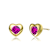 Ruby Color CZ Heart Stud Earrings In 14K Gold Over Brass