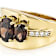Mocha And White CZ 3-Stone Ring In 18K Gold Over Sterling Silver