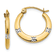 14K Yellow Gold with Rhodium Flowers Hollow Hoop Earrings