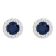 4mm Round Sapphire 1/8 ctw Diamond Rhodium Over Sterling Silver Halo
Stud Earrings