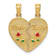 14k Yellow Gold Textured Red and Green Enameled Mother-Daughter
Break-apart Pendant
