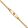 14k Yellow Gold Medical Soft Diamond Shape Red Enamel Curb link ID Bracelet