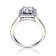 CZ Halo Ring In Two-Tone Sterling Silver 1.78ctw