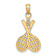 14k Yellow Gold Textured Double Tennis Racket with Ball Charm