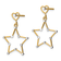 14K Two-tone Gold Diamond-Cut Heart and Star Dangle Earrings