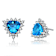Blue Topaz Color CZ Triangle Stud Earrings In Sterling Silver