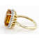Citrine Rectangular Octagonal And White Diamond Ring In Solid 14K Yellow
Gold 5.53ctw