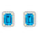 7x5mm Emerald Cut Blue Topaz And Created White Sapphire 10k Yellow Gold
Halo Stud Earrings